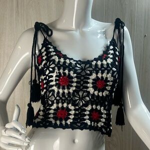 Boho Crochet Granny Square Crop Top cottage core Bralette